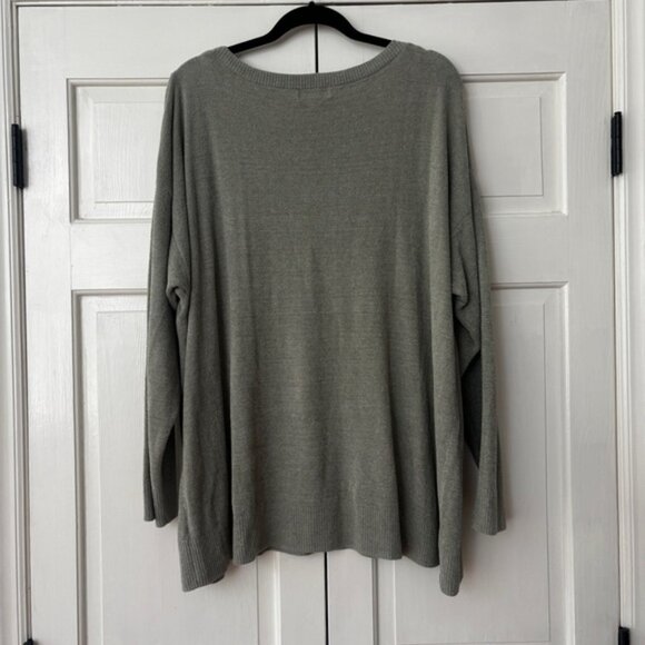 Barefoot Dreams CozyChic Ultra Lite Green Crew‎ Neck Sweater Minimalist Size 3X - Picture 6 of 6